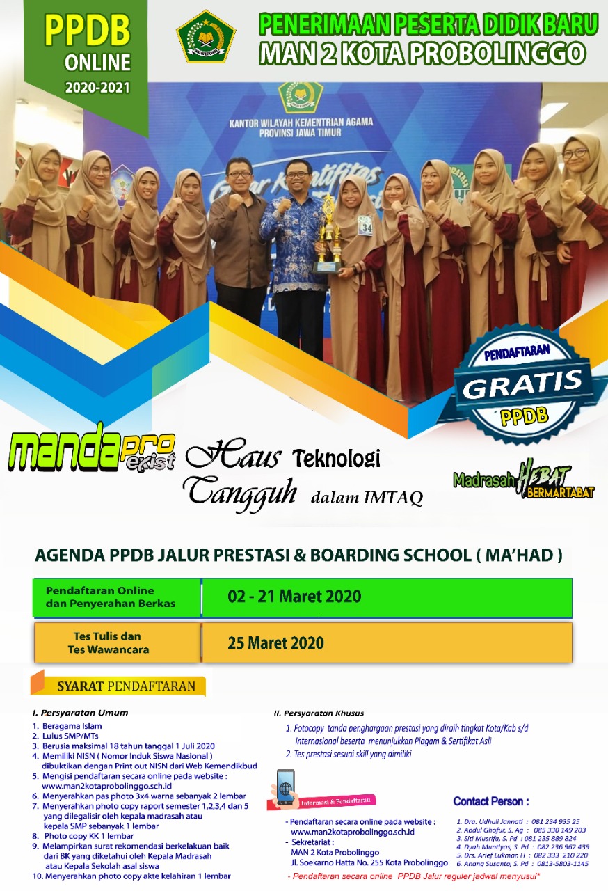 BROSUR PPDB MAN 2 KOTA PROBOLINGGO 2020