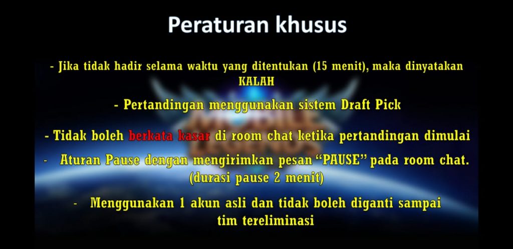 Peraturan Khusus Pertandingan